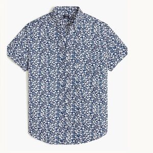 J. Crew Printed short-sleeve slim flex casual shirt Large